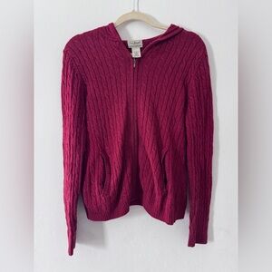 L.L. Bean Women's Hooded Cable-Knit Zip Cardigan